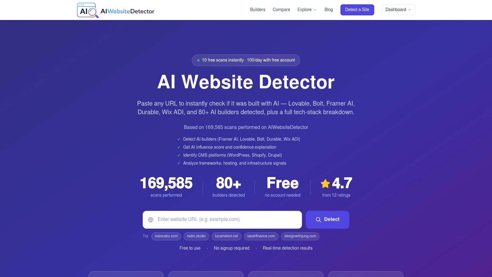 Screenshot from https://www.aiwebsitedetector.com