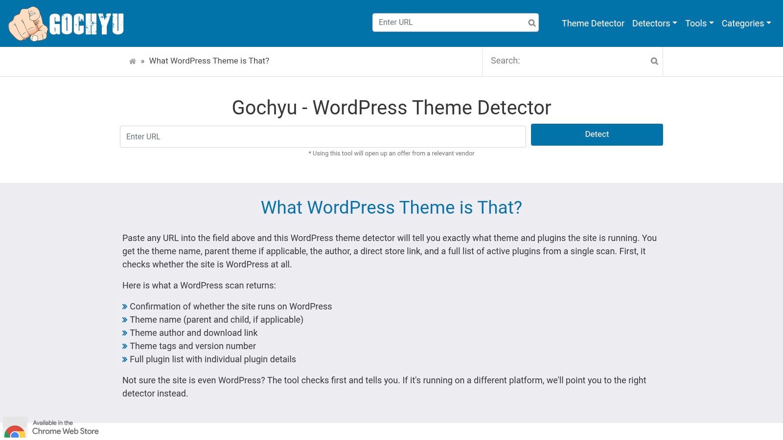 Gochyu WordPress Theme Detector