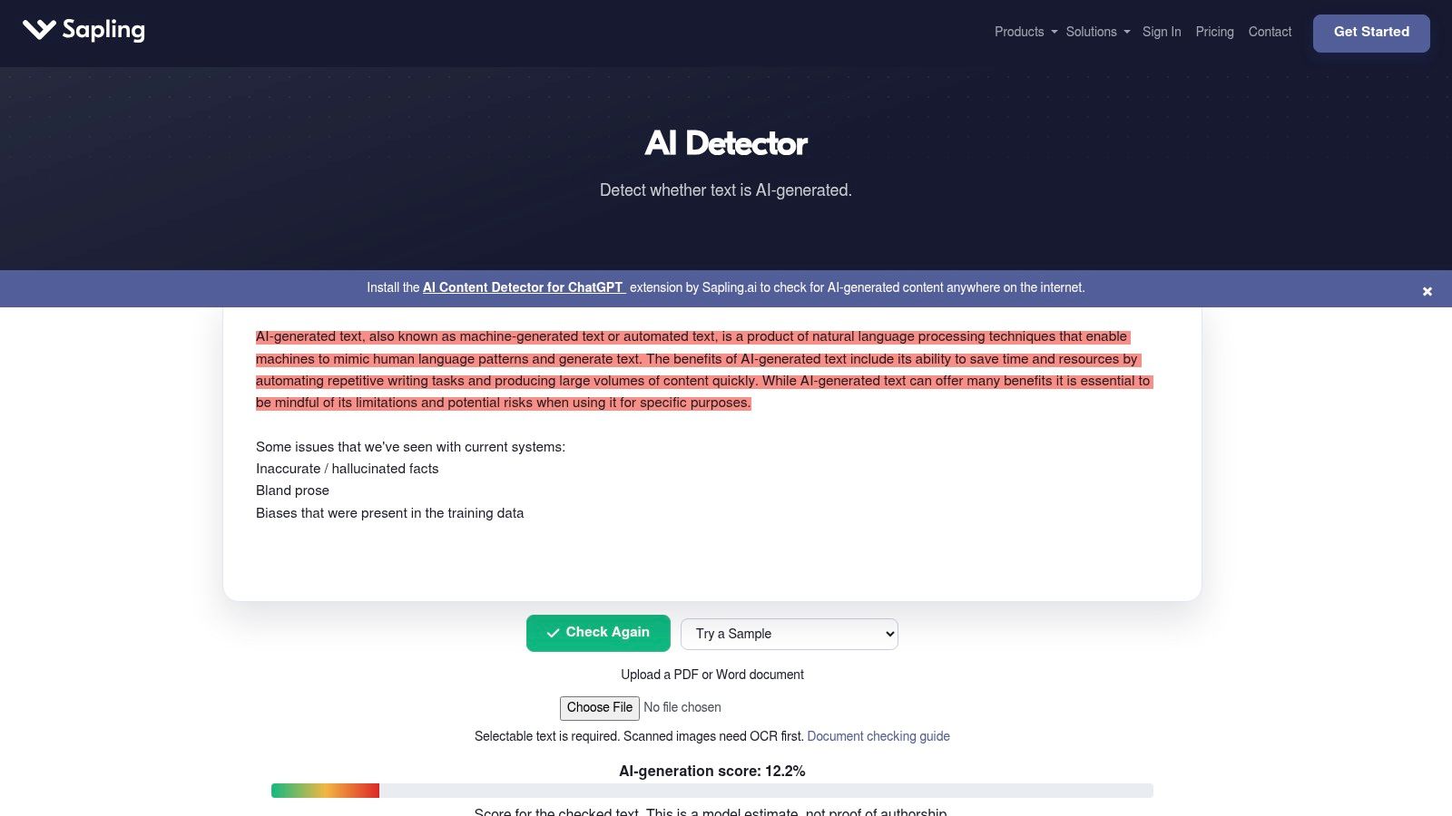 Sapling AI Detector