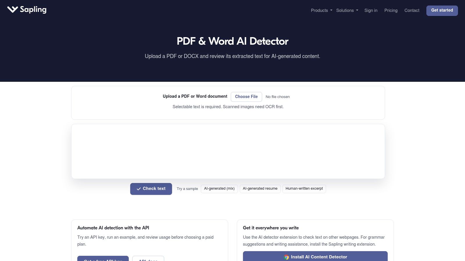 Sapling PDF & Word AI Detector